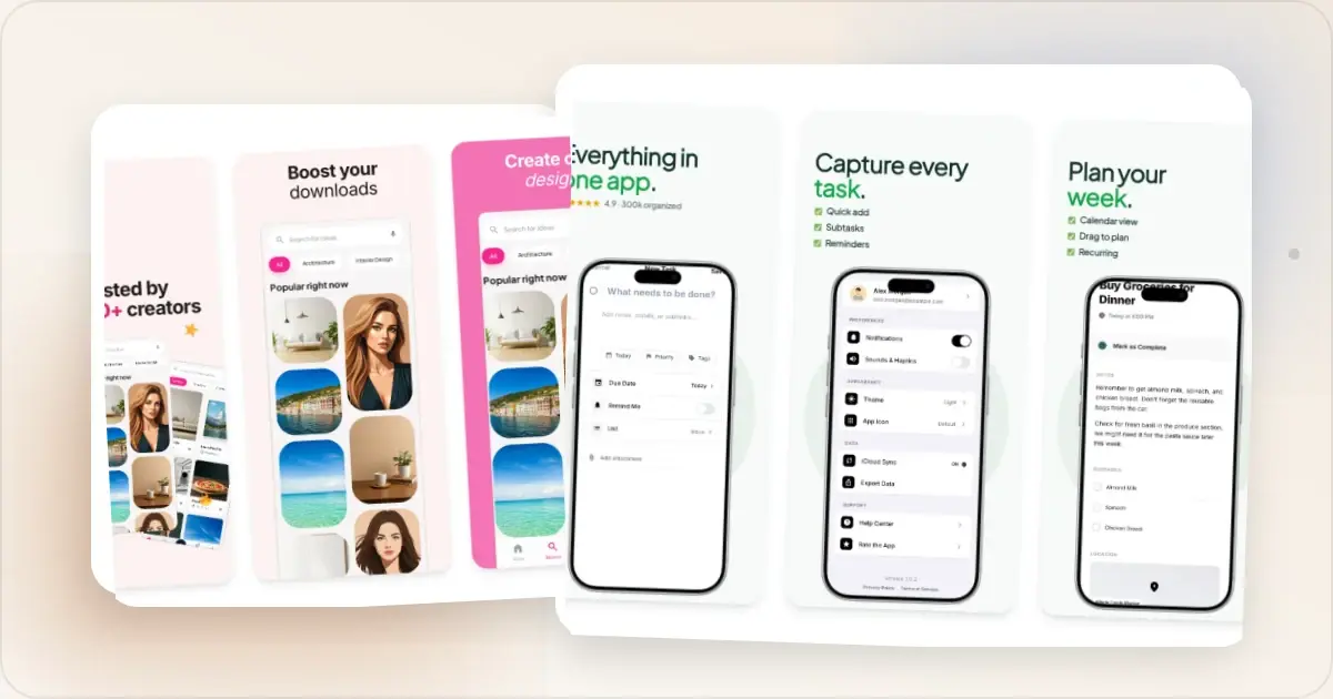 Screenhance store screenshots example for How to Present App Screenshots: A Complete Guide