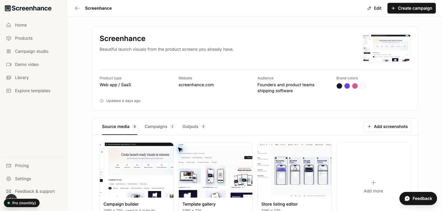 A real product workspace shown in a polished pitch-deck mockup