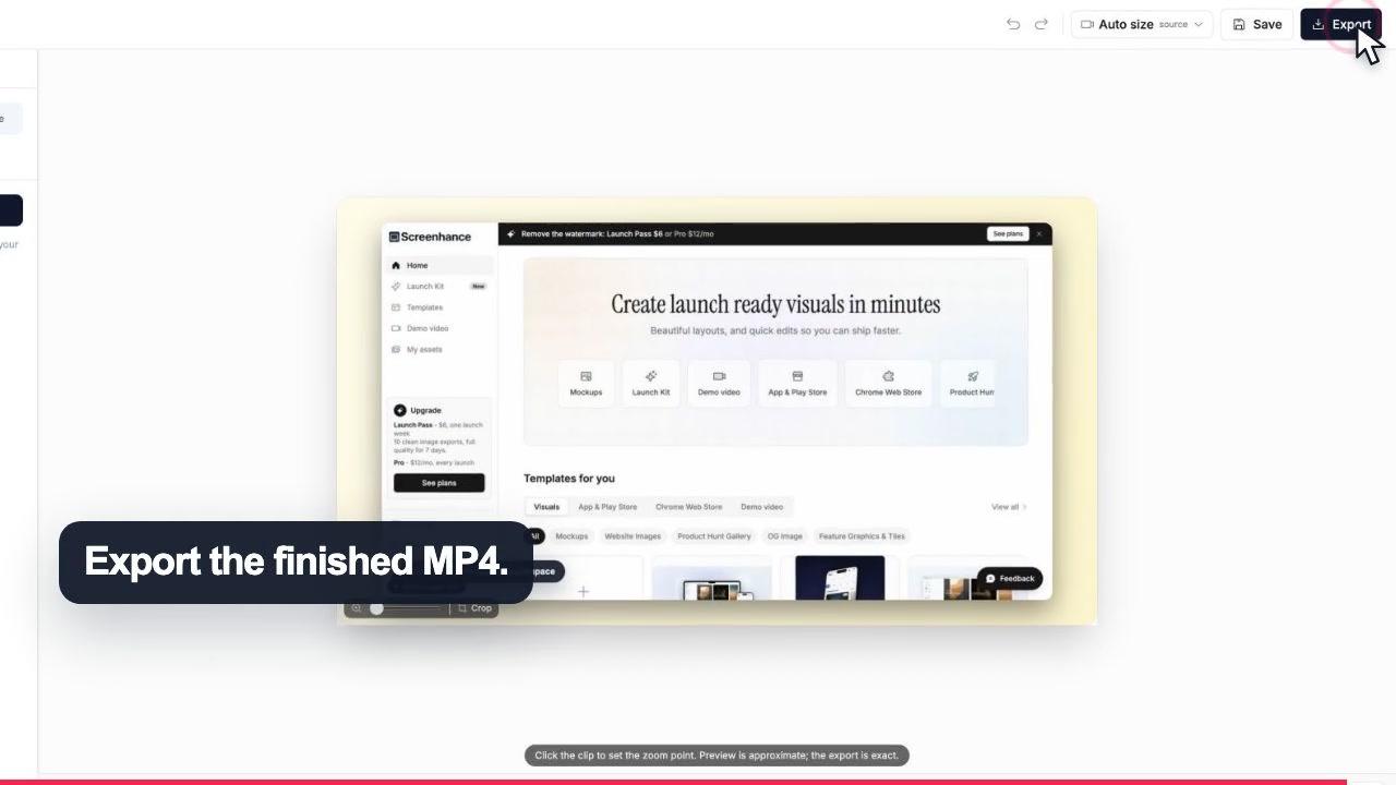 Screenhance Studio export reframed for 16:9