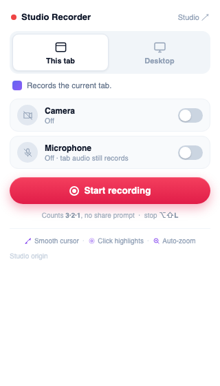 Screenhance recorder extension controls