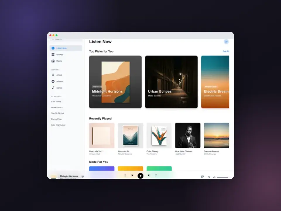 Browser · Midnight Satin editable Screenhance template