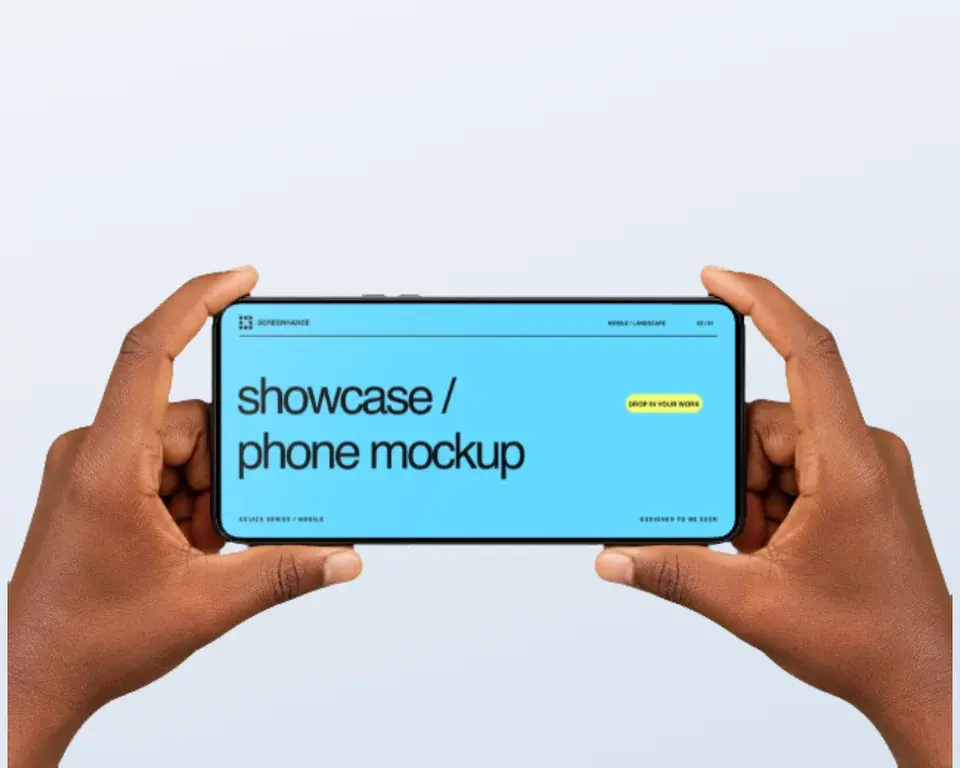 Solo · Phone in landscape hands editable Screenhance template