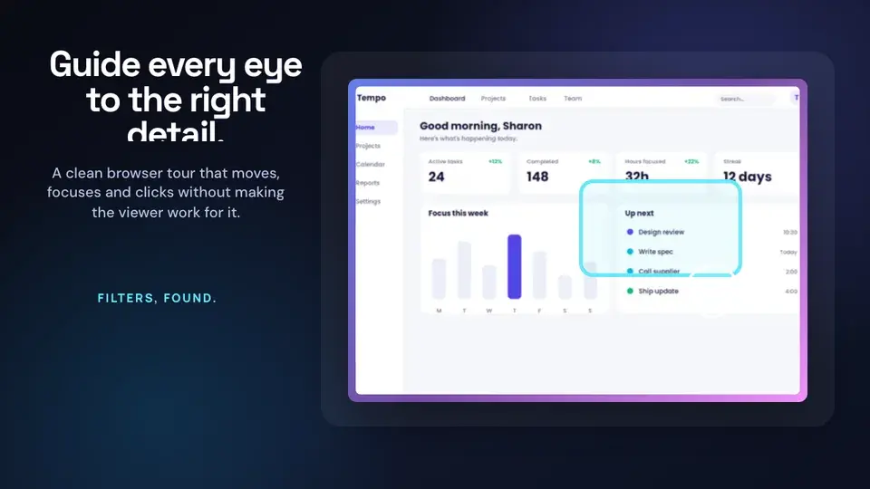 Cursor-Led Feature Tour editable Screenhance template