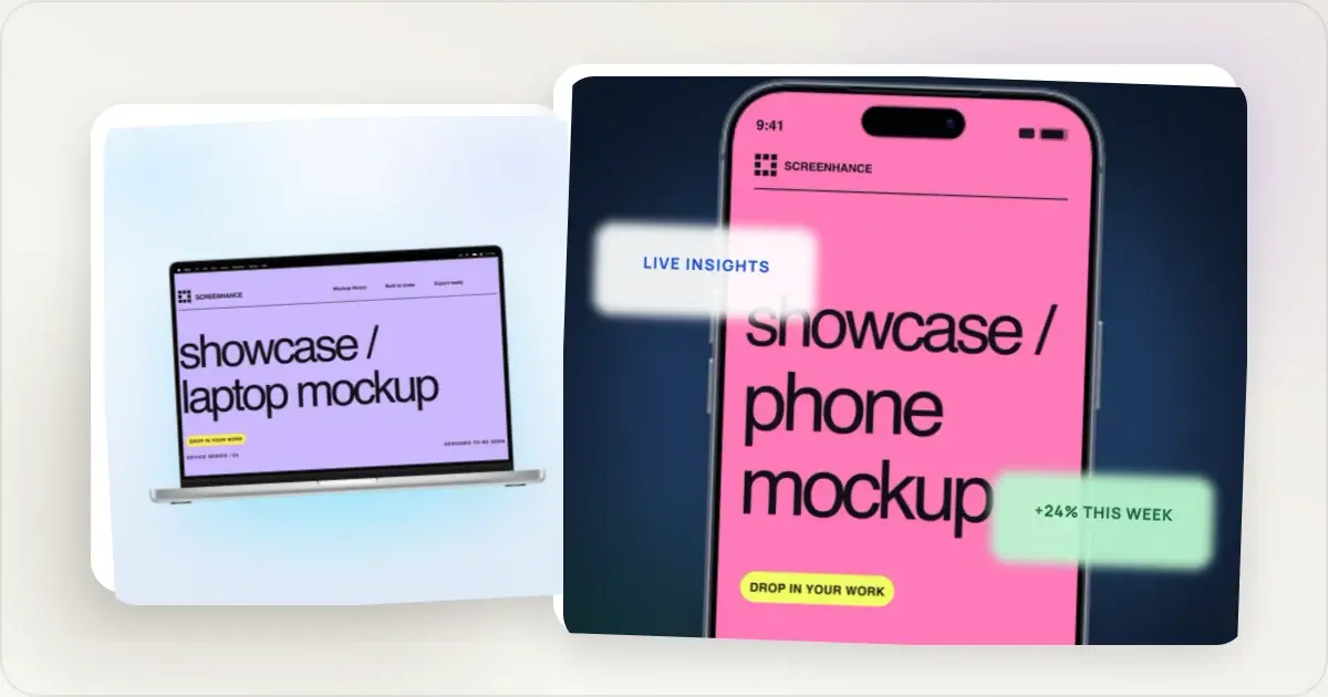 Screenhance motion and demos example for Best Mockup Generators in 2026: 10 Compared & Ranked