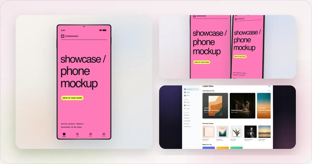 Screenhance mockup guides example for iPhone 17 Mockups: Device Frames, Dimensions, and Templates (2026 Guide)