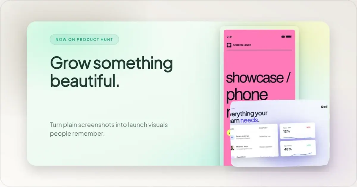 Screenhance product launches example for How to Create Product Screenshots for Your Pitch Deck
