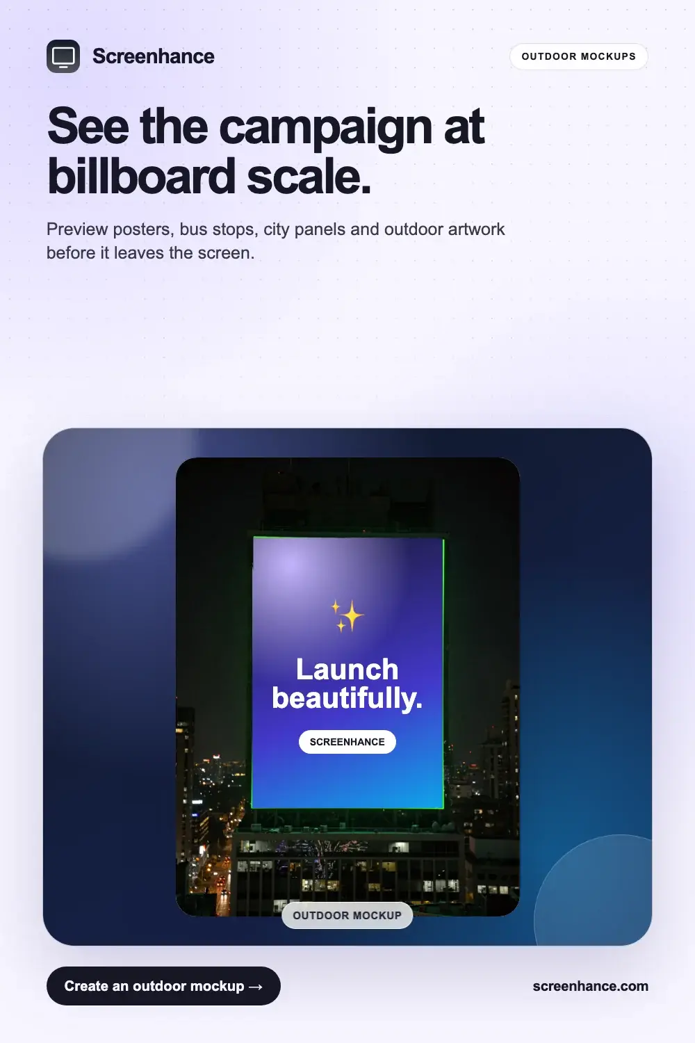 Outdoor billboard mockup example displaying campaign artwork in a realistic city placement