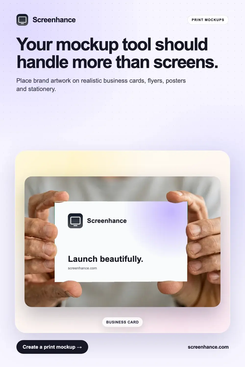Business card mockup example with front and back cards arranged on a clean surface