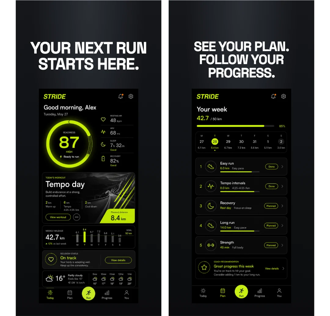 Stride: App Store screenshot sequence