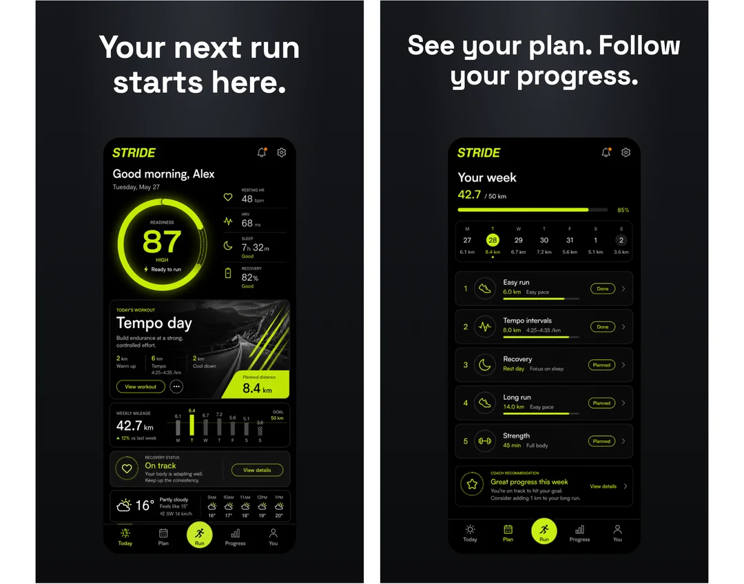 Stride: Google Play screenshot sequence