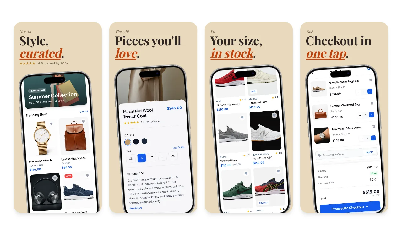 Atelier App Store screenshot template for shopping apps