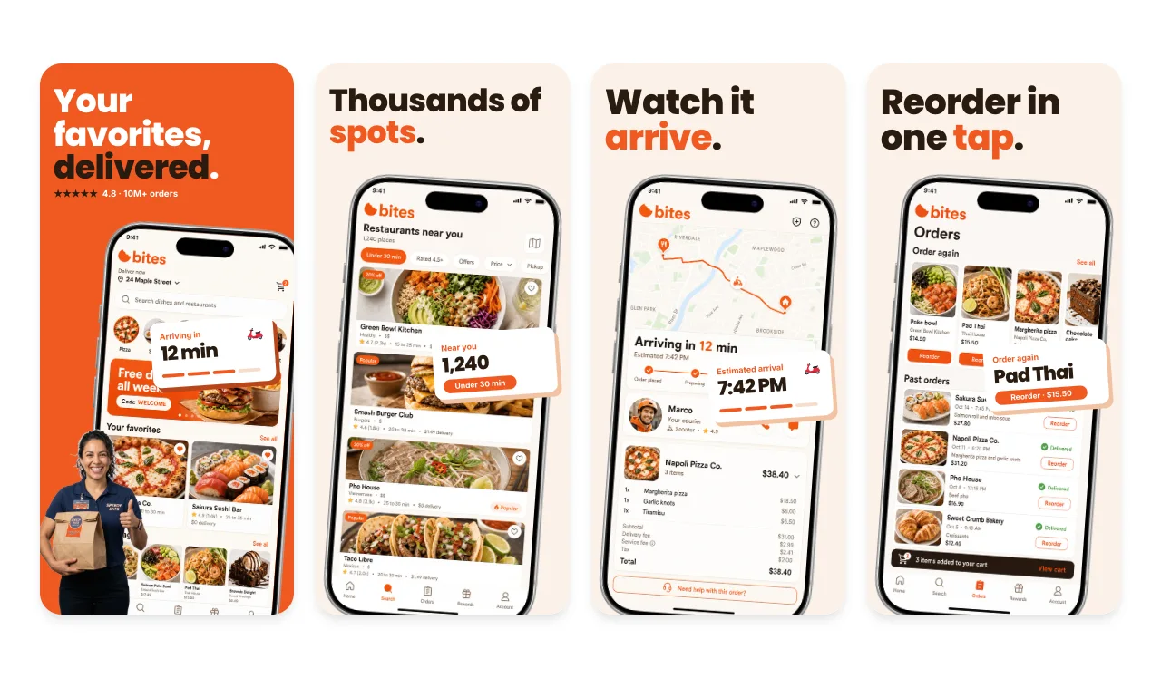 Bites App Store screenshot template for food and drink apps