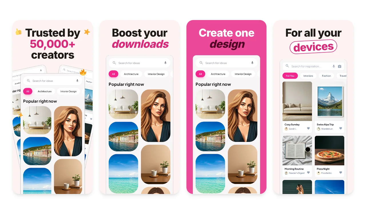 Blush Playful Google Play screenshot template for Android apps