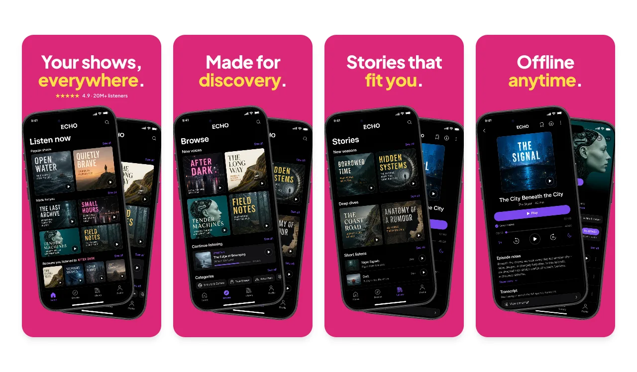 Bold Duo App Store screenshot template for music and entertainment apps