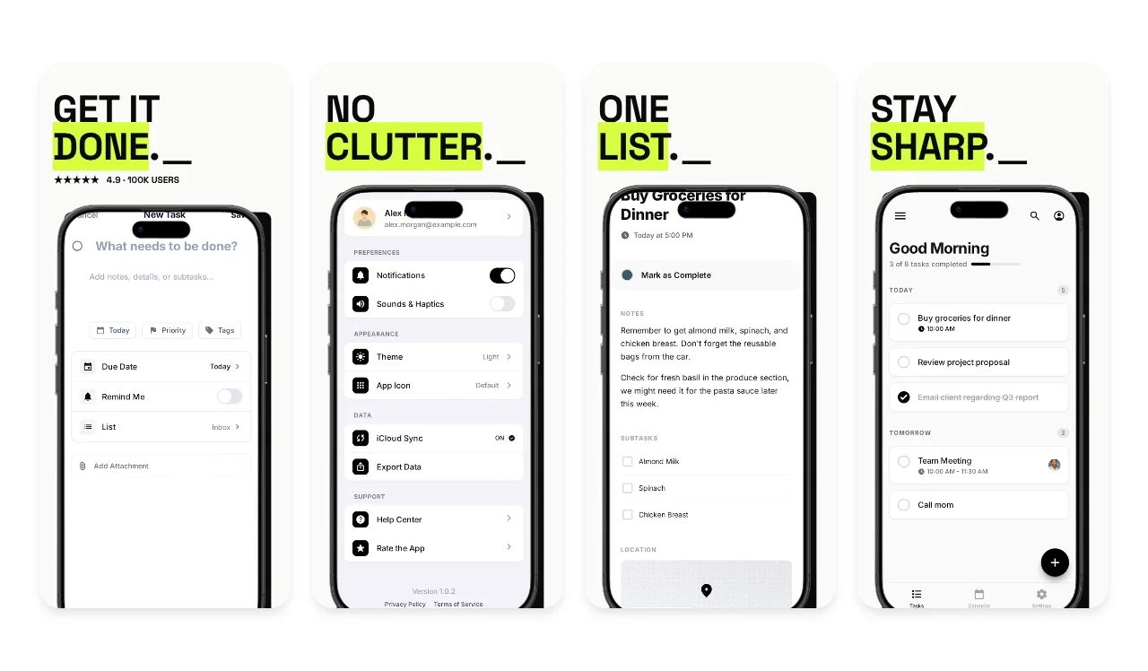 Brutalist Mono App Store screenshot template for productivity apps