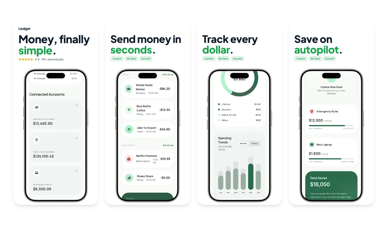 Ledger App Store screenshot template for finance apps