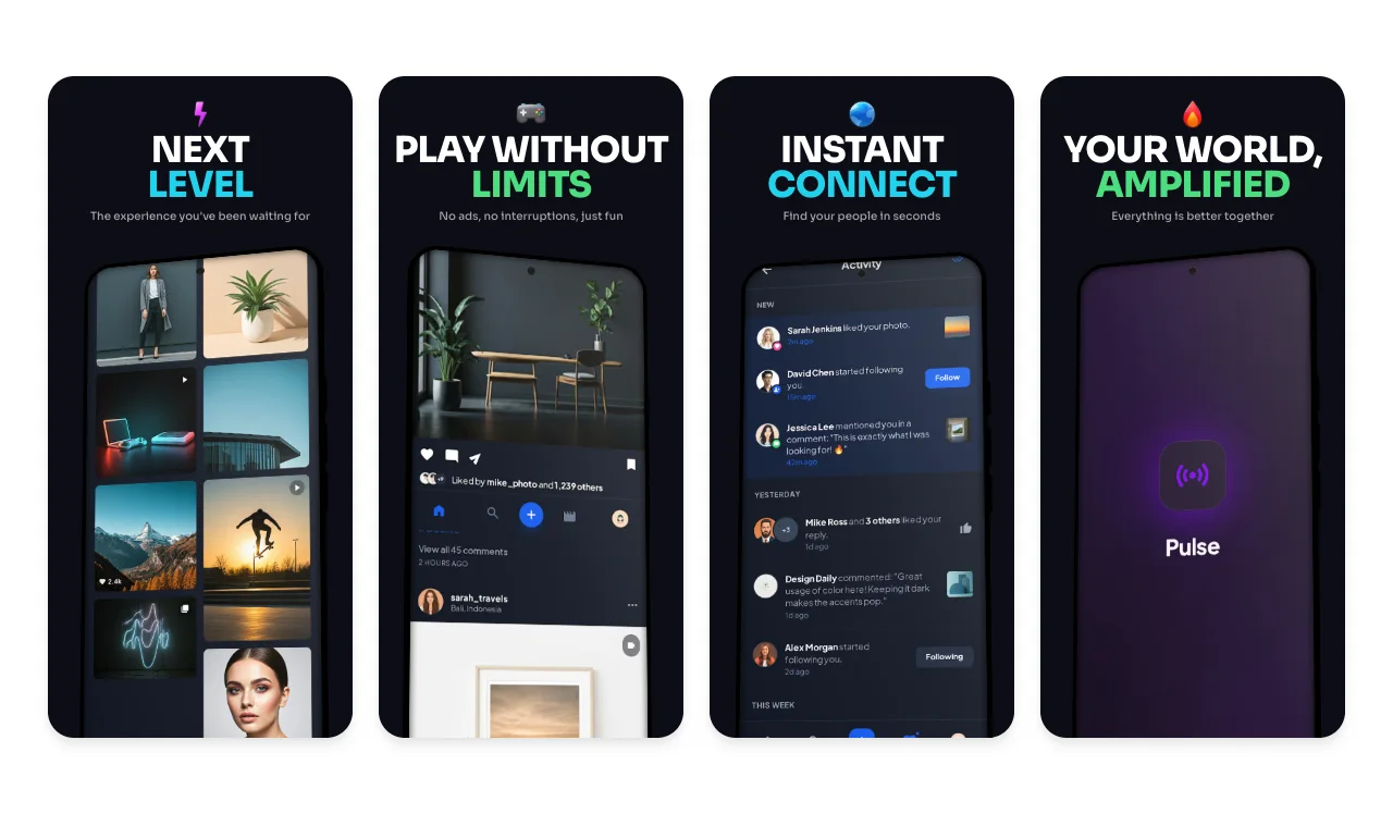 Neon Pixel Google Play screenshot template for Android apps