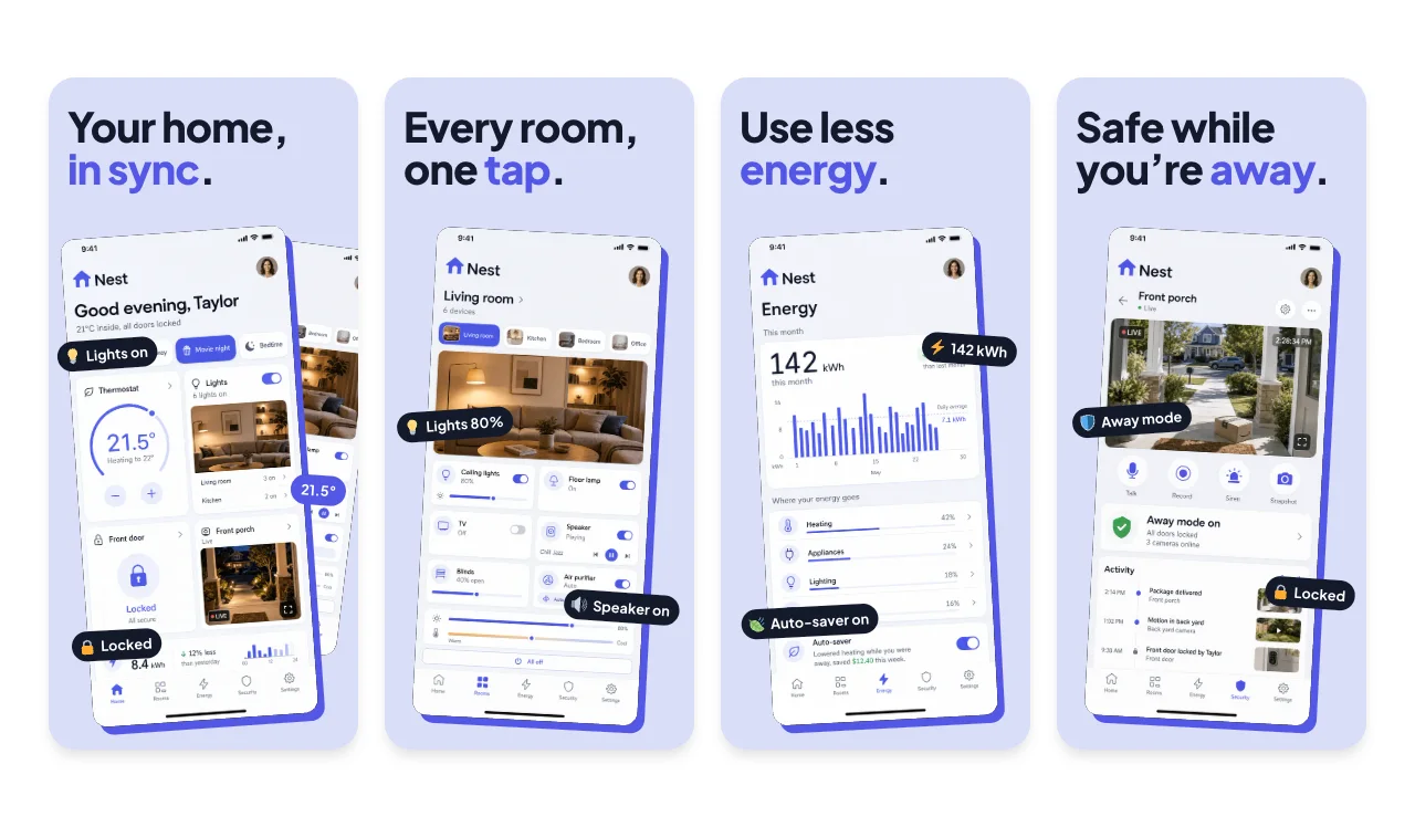Nest App Store screenshot template for lifestyle and home apps