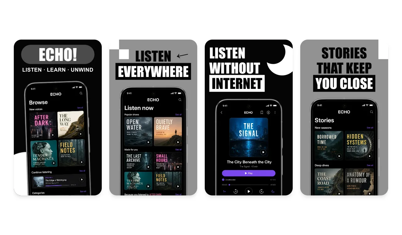 Echo Mono Google Play screenshot template for Android apps