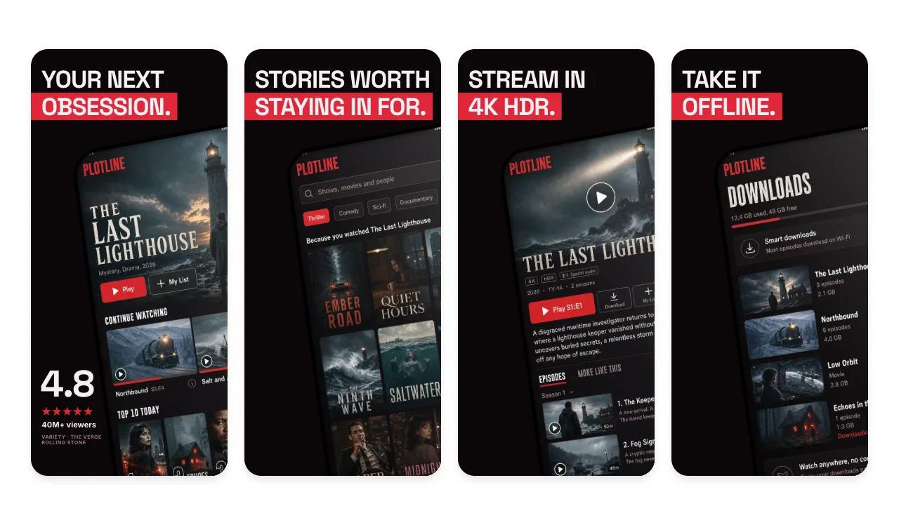 Plotline App Store screenshot template for music and entertainment apps