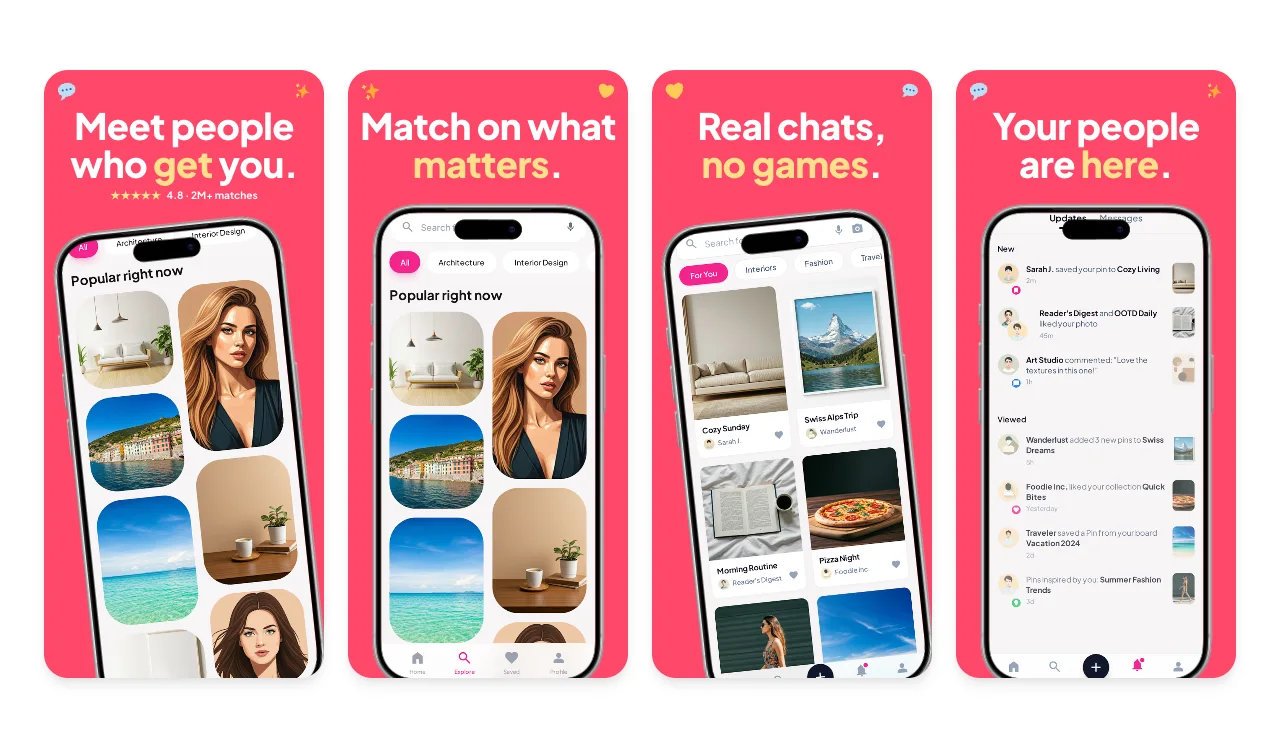 Spectrum App Store screenshot template for social and dating apps