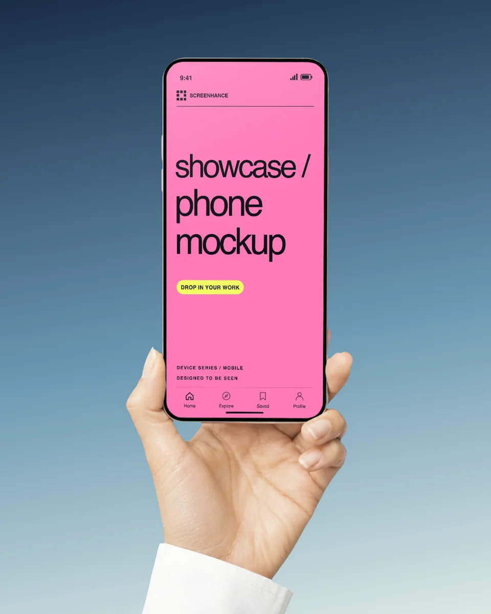 Handheld, Blue Hour phone mockup template