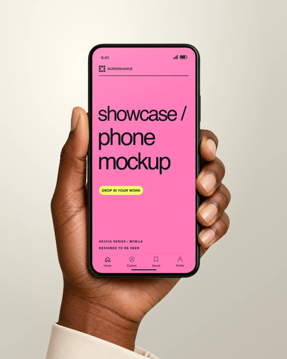Handheld, Cream Studio phone mockup template