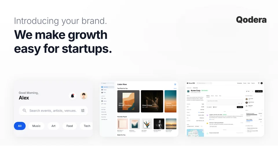Light OG image with a large brand statement and three cropped product interfaces along the bottom