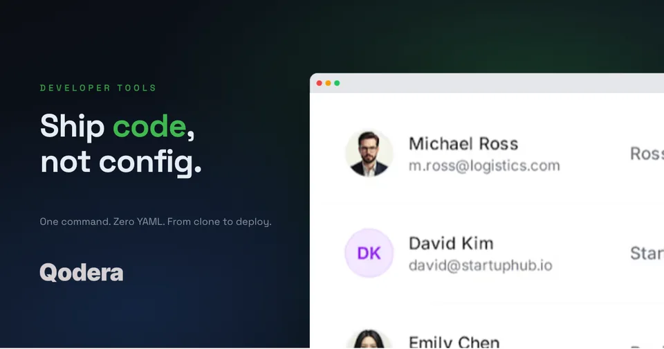 Dark developer-tool OG image with green code emphasis and a cropped user interface