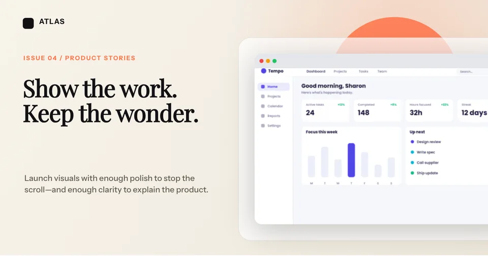 Editorial OG image with a serif headline on the left and a product dashboard inside a browser on the right